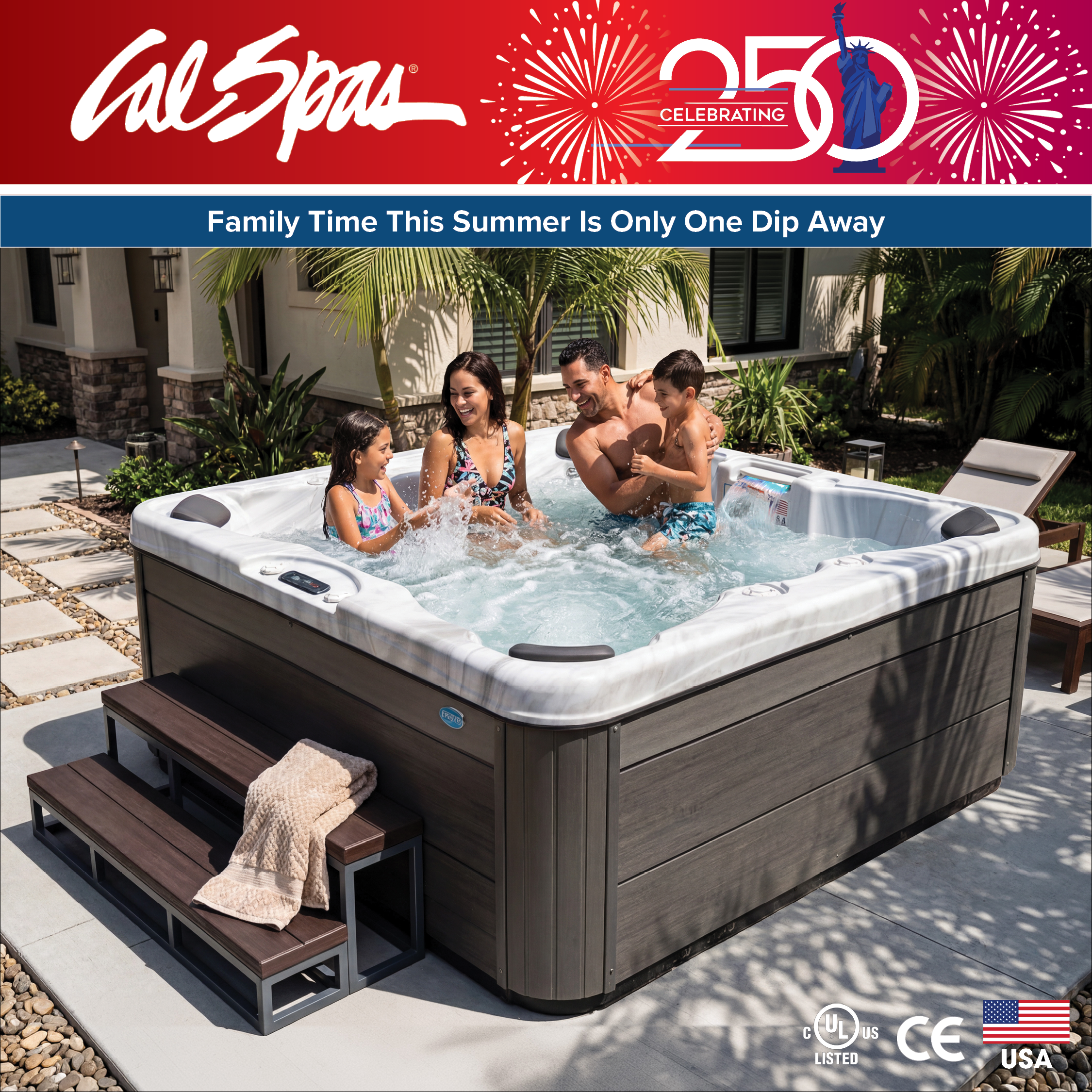 Calspas hot tub being used in a family setting - Ocala